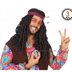 Occhiali Hippie kit con collana e fascia anni 70