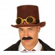 Cappello steampunk uomo con occhiali cilindro marrone