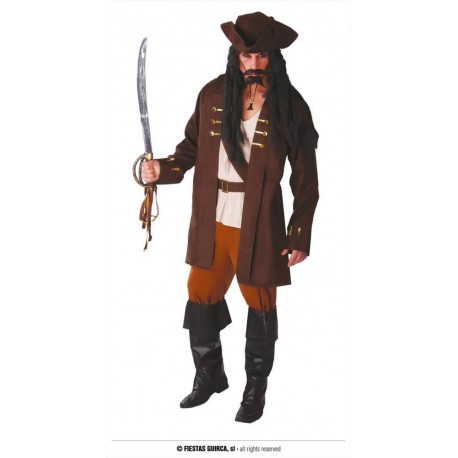Costume pirata uomo capitano Jack Marro corsaro dei caraibi 