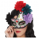 Maschera scheletro messicano con fiori 