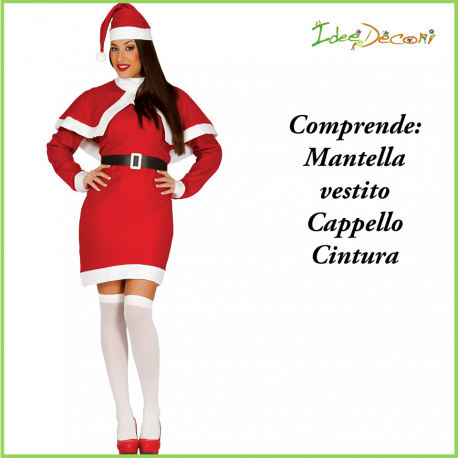 Costume da babbo Natale mamma donna vestito rosso