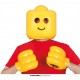Maschera lego faccia con mani in plastica costruzioni