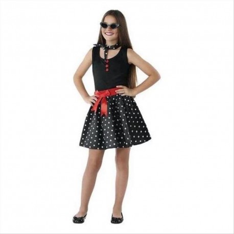 Costume anni 60 bambina vestito pois nero 