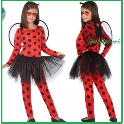 Costume coccinella bambina lady bu  tuta con tutù rosso