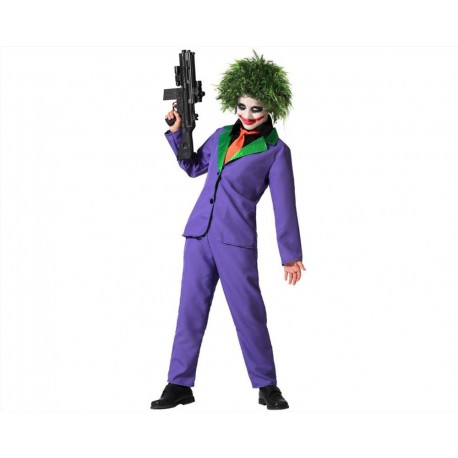 Costume pagliaccio assassino viola bambino vestito clown horror