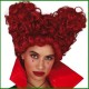 Parrucca regina di cuori rossa cuor capelli ricci mossi