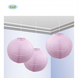 Lanterna in carta rosa da appendere 3 pezzi