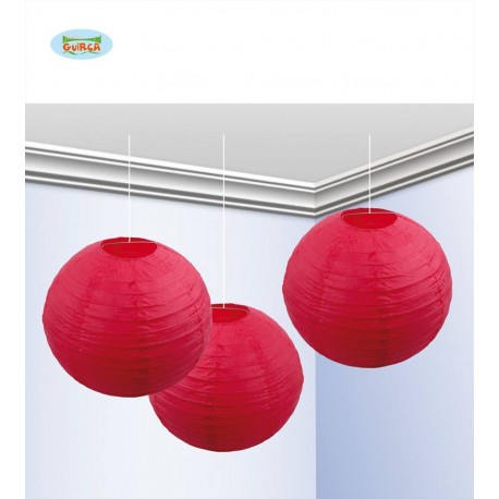 LANTERNE IN CARTA DECORATIVA ROSSO DIAM 25 CM  3 PEZZI