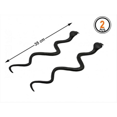 Serpente finto scherzo halloween in gomma nera 2 pezzi