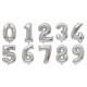Palloncino numero 1 2 3 4 5 6 7 8 9  0 argento cm 102
