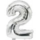 Palloncino numero 1 2 3 4 5 6 7 8 9  0 argento cm 102