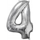 Palloncino numero 1 2 3 4 5 6 7 8 9  0 argento cm 102