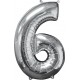 Palloncino numero 1 2 3 4 5 6 7 8 9  0 argento cm 102