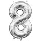 Palloncino numero 1 2 3 4 5 6 7 8 9  0 argento cm 102