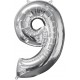 Palloncino numero 1 2 3 4 5 6 7 8 9  0 argento cm 102