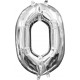 Palloncino numero 1 2 3 4 5 6 7 8 9  0 argento cm 102