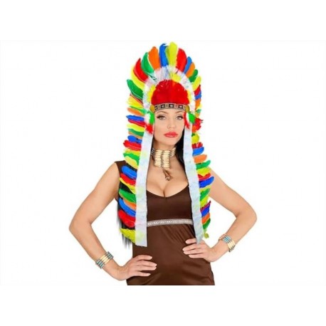 COPRICAPO INDIANO IN PIUME EXTRA LUNGO CM 160