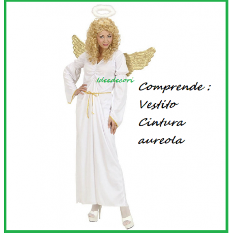 Costume da angelo bianco donna tunica con aureola