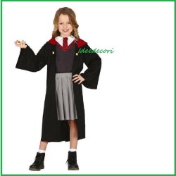 Costume maghetto mago bambina HErmion vestito rosso