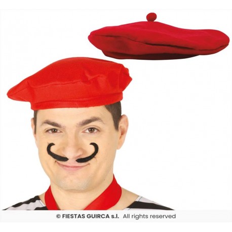 Cappello da basco rosso pittore francese gondoliere mimo