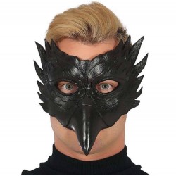 Maschera da gufo nero mezzo viso animale horror 