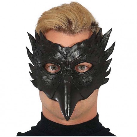 Maschera da gufo nero mezzo viso animale horror 