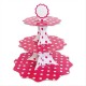 Alzata per dolci  cup cake3 piani pois fucsia