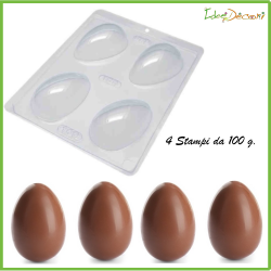 Stampo uovo di Pasqua da 100 gr 4 forme in plastica