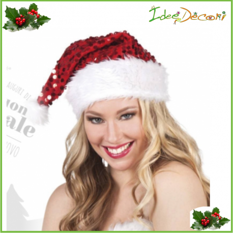 Cappello da babbo natale donna con paillettes 