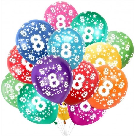 Palloncini numero otto 8 anni in lattice colori assortiti 