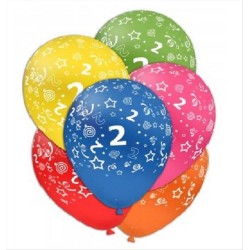 Palloncini compleanno numero 2 assortiti