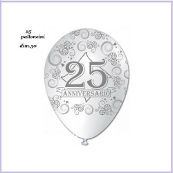 Palloncini colorati 25 esimo anniversario argento