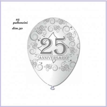 Palloncini colorati 25 esimo anniversario argento