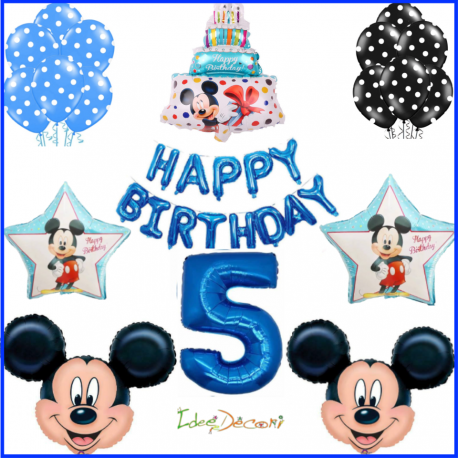 Palloncino Topolino Mickey con numero + scritta happy birthday  