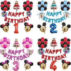 Palloncino Minnie con numero+ happy birthday MAXI kit 29 pz