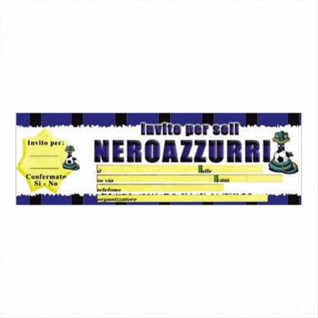 BIGLIETTI INVITI SIBILLO NEROAZZURRO 20 PEZZI FESTE E PARTY