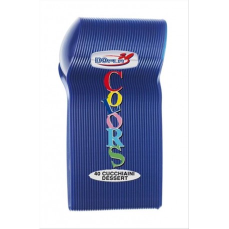 CUCCHIAINI DESSERT IN PLASTICA DOPLA' BLU  40 PEZZI