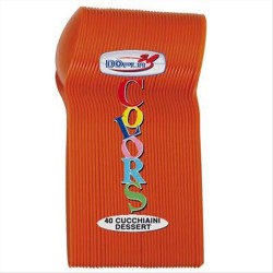 CUCCHIAINI DESSERT IN PLASTICA DOPLA' ARANCIONE  40 PEZZI