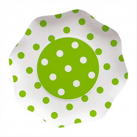 PIATTI POIS VERDE CM 23 PEZZI 10 FESTE E PARTY