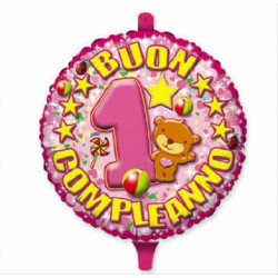 Palloncino 1 compleanno rosa addobbo festa tema 