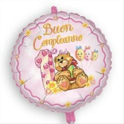 Palloncino 1 compleanno rosa addobbo festa tema 