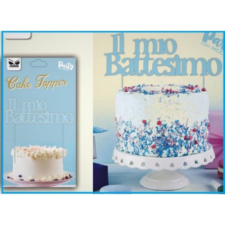 Cake topper il mio battesimo celeste decorazione per torta 
