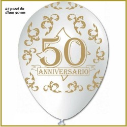 Palloncini 50 esimo anniversario stampa oro 25pz 
