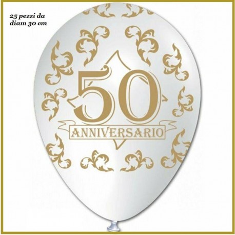 Palloncini 50 esimo anniversario stampa oro 25pz 
