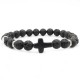 Bracciale uomo pietra lavica braccialetto con croce onice nero