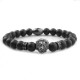Bracciale uomo pietra naturale onice testa di leone braccialetto elastico strass