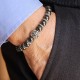 Bracciale da uomo elastico pietre dure antrancite acciaio