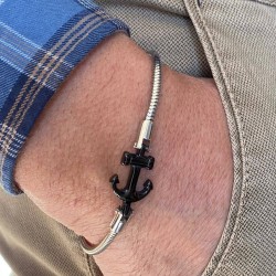 Bracciale da uomo con ancora in acciaio inox