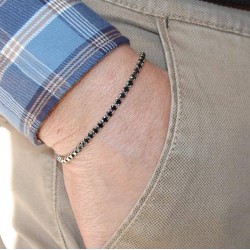 Bracciale tennis nero uomo da donna in acciaio inox