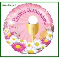 Palloncino prima comunione rosa aria o elio 80 cm